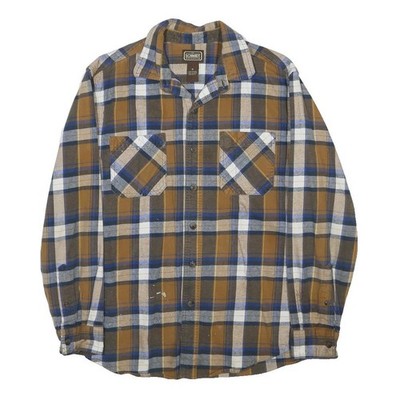 CE SCHMIDT WORKWEAR Herren Brown Blau & Weiß Karo Hemd M Baumwollmischung Lässig
