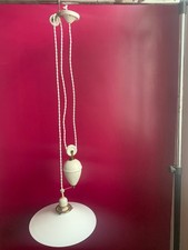 ancien plafonnier monte et baisse porcelaine et opaline blanche