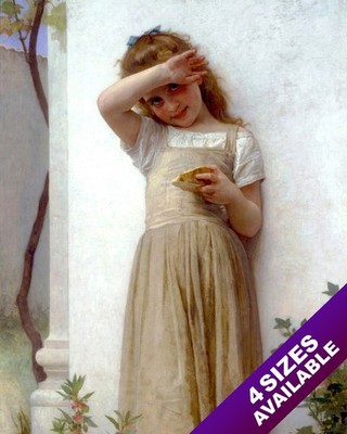 YOUNG GIRL CHILD W PIECE OF BREAD PORTRAIT OIL PAINTING ART REAL CANVAS PRINT