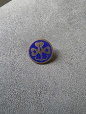 Girl Scouts Enameled Trefoil Pin Vintage World Association Blue Gold Tone