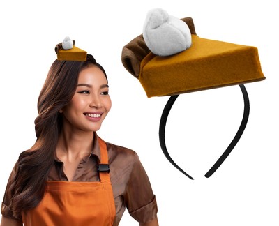 Adult Mini Pumpkin Pie Food Headband Thanksgiving Dessert Hat Costume Accessory