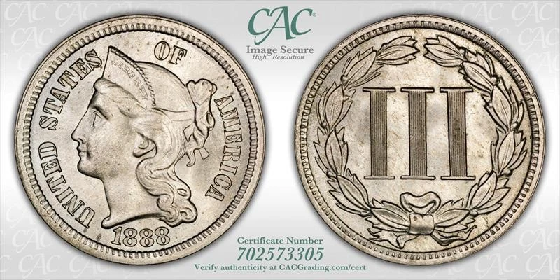 1888 3cN CACG MS 66 - Image 2 of 3
