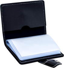 RFID Blocking Leather Business Card Holder with 26 Slots and Snap Closure