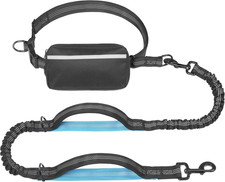 Hands Free Dog Leash with Zipper Pouch, Dual Padded Handles and Durable Bungee f
