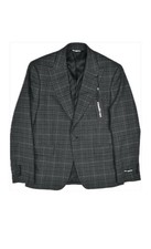 Karl Lagerfeld Mens Modern fit Sport Coat Black Plaid Stretch 46 L ARZZ1LFB0021