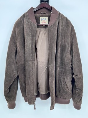 Vintage Himalaya 100% Leather 2X BIG Suede Bomber Jacket Chocolate Brown