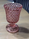 Fenton Pink Hobnail Glass Votive Candle Holder 4” Tall
