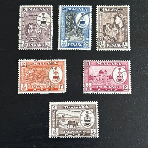 Penang, Malaya postage stamp used mixed lot #108