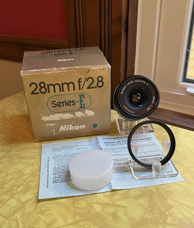 Nikon Lens Series E 28mm f2.8 + Sky Filter in Original Box *for Parts or Repair*