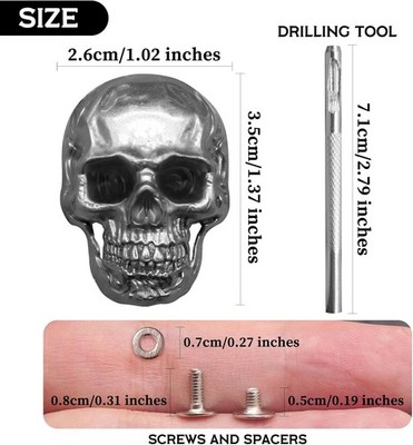 12Pcs Skull Rivets Buttons Skeleton Stud Goth Mental Conchos Pins for Leather...