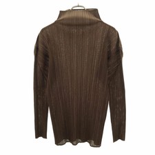 PLEATS PLEASE Ladies 90S Japan Vintage Long Sleeve Pleated Top 4 Brown Issey