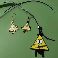  Disney Gravity FALLS BILL C. Necklace And Earrings Set. Youth,teens,adults. NEW