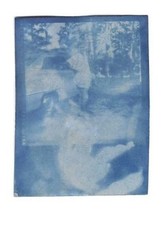 Original Cyanotype ACEO Art Card &mdash; "Lost and Found" Handmade Sun Print | 2.5x3.5