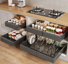 4 Pack Pull out Cabinet Organizer 21"Deep with Raising Pad for Framed Cabinet...