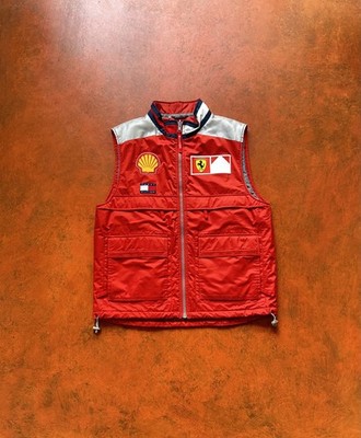 90s Ferrari Vest x Tommy Hilfiger Formula One Racing Puffer Gilet Ride L