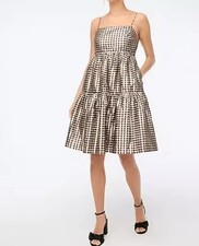J. Crew NWT metallic Dress 12 Checkers Black Gold 