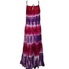 RAGA Tie Dye Cage Back Halter Maxi Dress Medium New Party Resortwear Embroidery