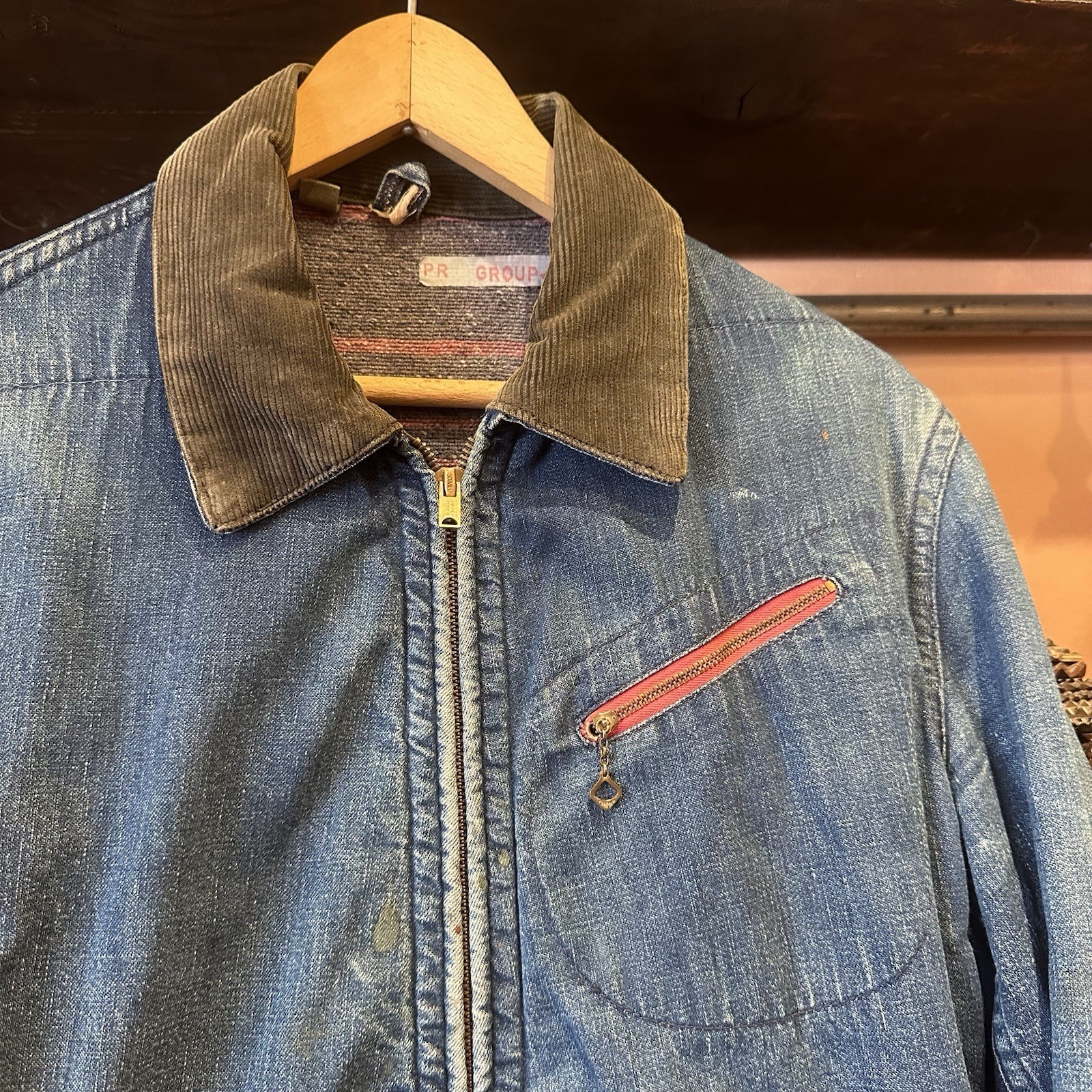 1950s Hercules Denim Work Jacket Zip Front Distressed… - Gem