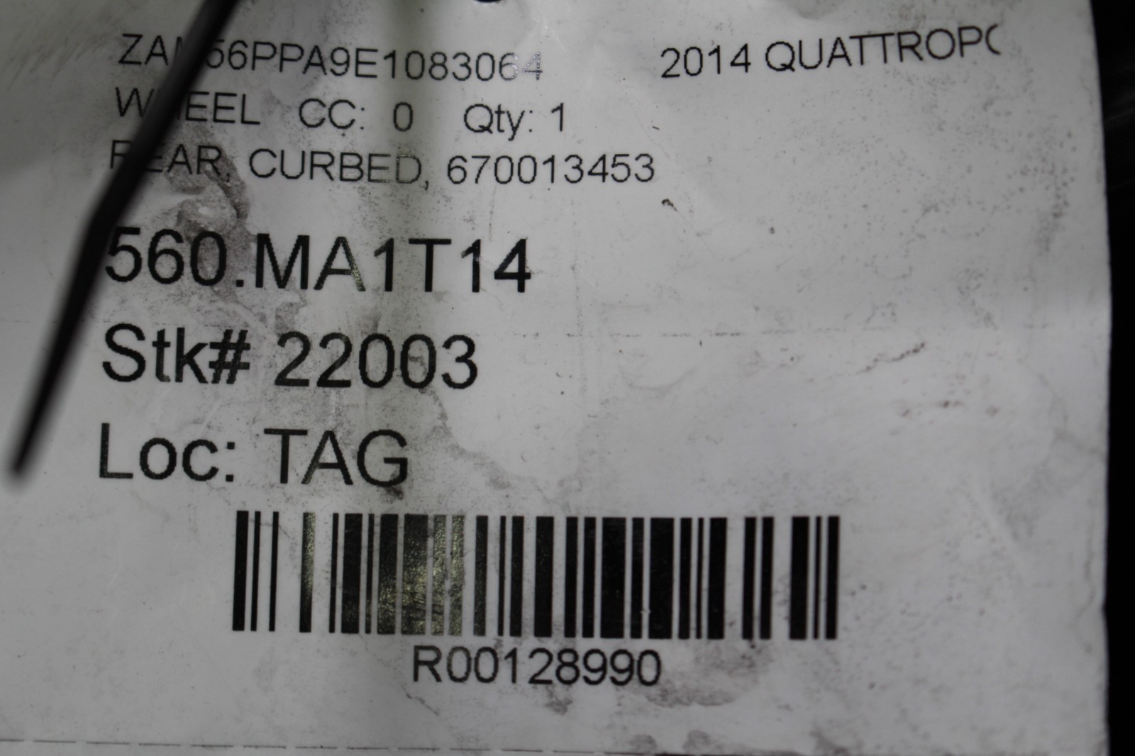 Maserati Quattroporte REAR Wheel P/N 670013453