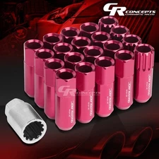 PINK 16 LUG+4LOCK NUT+ADAPTERS M12X1.5 20OD 60MM TALL SPLINE STYLE ALUMINUM