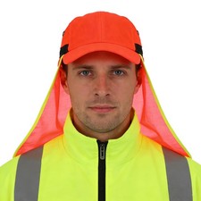Mens  Breathable Mesh High Visibility Reflective Hat with Neck Flap Adjustabl...