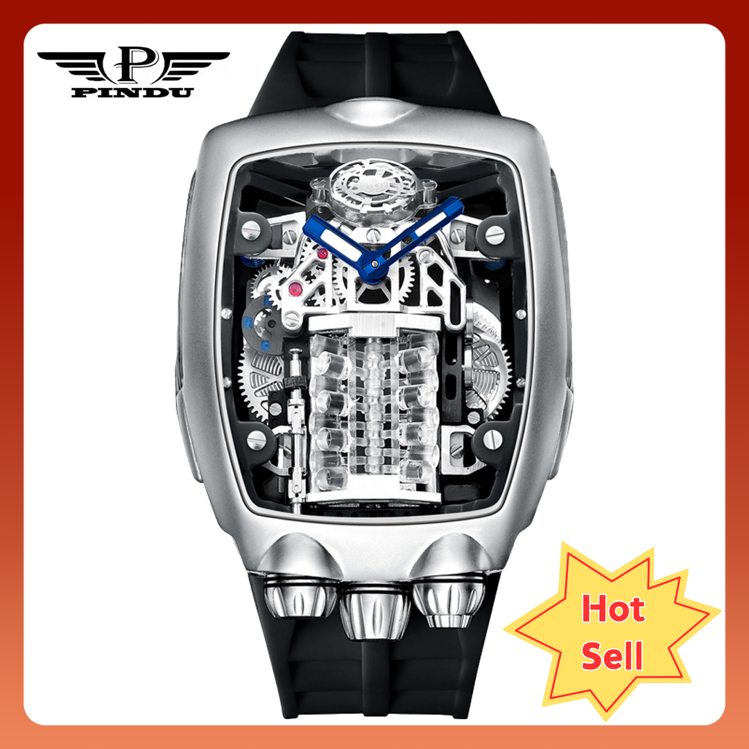 2024 PINDU Men's Engine Mechanical Watch - Sporty & Trendy