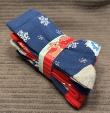 4 Pack Rudolph The Red Nosed Reindeer Christmas Holiday Socks Shoe Size 4-10 New