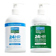 SmartMouth Original 2-Bottle Activated Mouthwash with Pumps, Bad Breath Suppo...