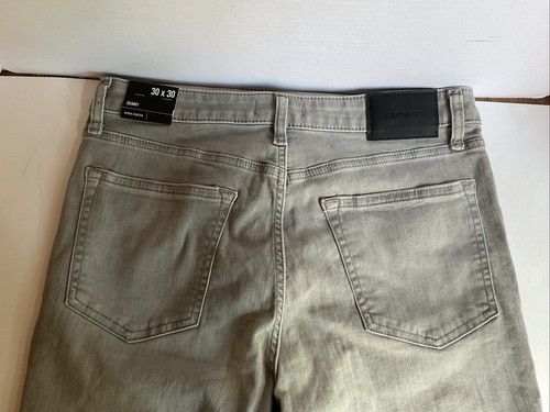 Express Jeans Slim Straight Jeans Mens 30x30 Gray Wash Hyper Stretch Denim NWT - Picture 7 of 13