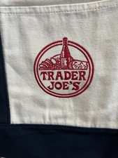 Trader Joe  s LARGE Reusable Heavy Canvas Shopping Bag, Off White  Navy Blue