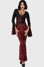 Killstar Hexemore Sequin Maxi Dress Xs||S||M||L||Xl||Xxl Black/Red Women New