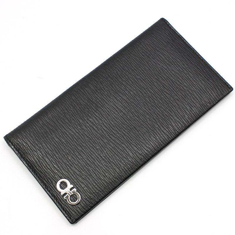 Salvatore Ferragamo Black Leather Logo Embellished Wallet 66 Salvatore Ferragamo Black Leather Logo Embellished Wallet 66