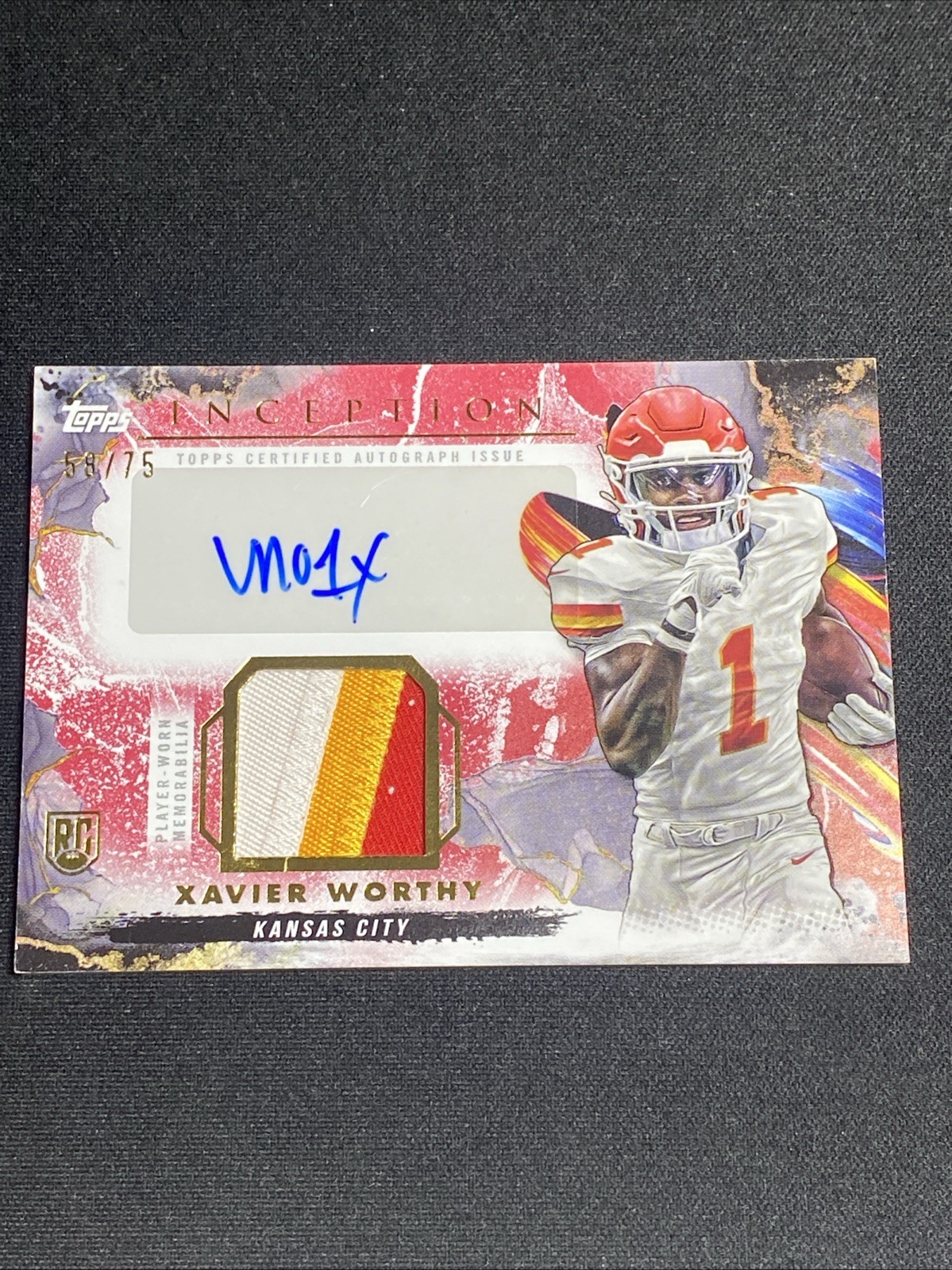 Xavier Worthy Topps Inception Provenance Patch Autographs #PPAXW Red