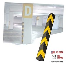Reflective Rubber Wall Corner Guard, Rubber Wall Protector 2pcs Black yellow
