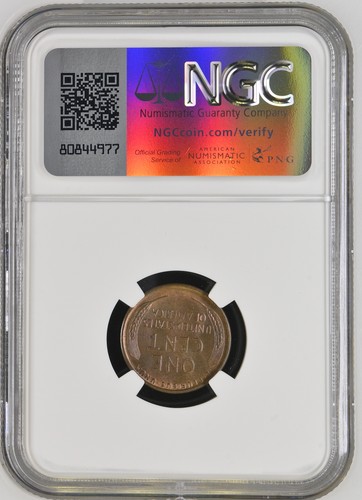 1921 S Lincoln Wheat Cent NGC MS-64 RB CAC - Picture 2 of 2