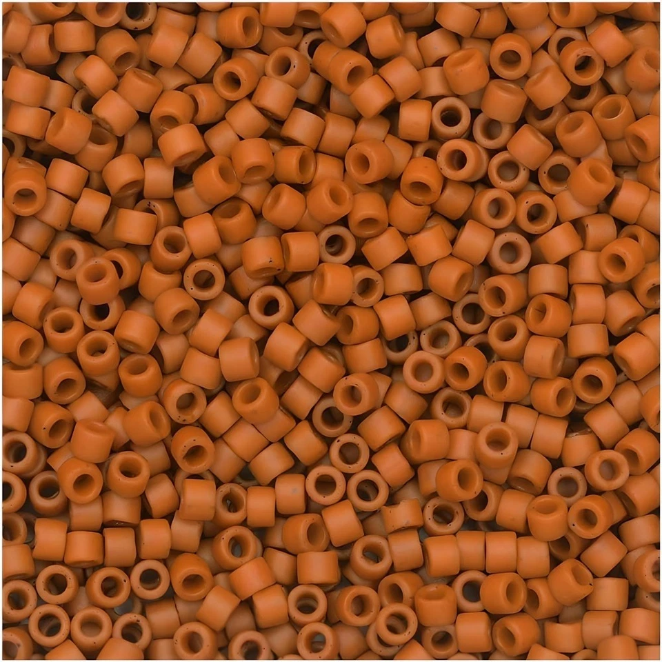 Cuentas de semillas Miyuki Delica 11/0 esmeriladas opacas esmaltadas naranja quemada 7,2 gramos Foto 4 de 4