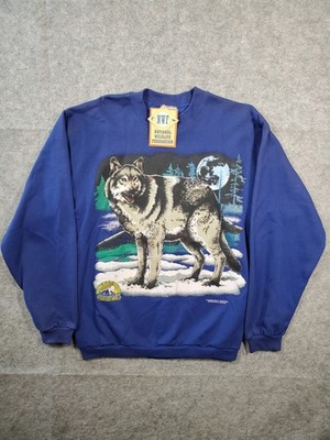Vintage Wildlife Federation Timber Wolf Sweatshirt Medium Crew Neck Nature NWT