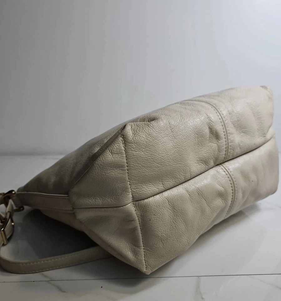 SAS Leather Ivory White 2 Compartment Crossbody Purse 12.5x9x4.5 Made In USA - Image 3 of 4