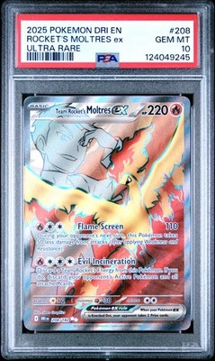PSA 10 2025 Pokemon Destined Rivals #208 Rocket'S Moltres Ex Ultra