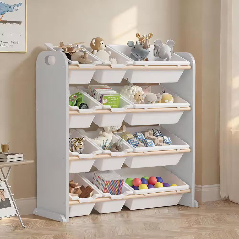 Kids Toy Storage Organizer with 12 Bins , Accent Cabinet for Toddlers, Playroom 