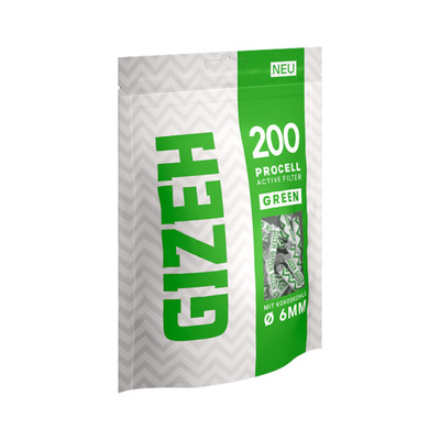 GIZEH Procell Aktive Filter 6mm 200er Beutel Aktivkohlefilter Kokoskohle Grün