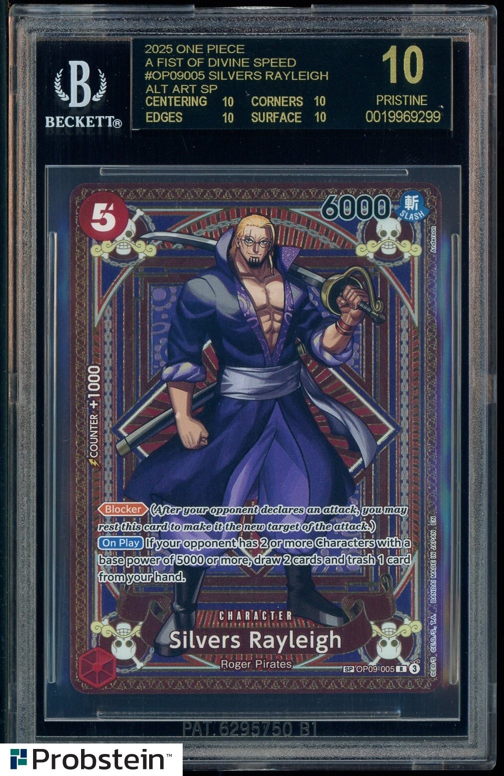 2025 One Piece A Fist Divide Speed Silvers Rayleigh Alt Art BGS 10 BLACK LABEL