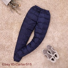 Mens Ultralight Puffer 90 Duck Down High Waist Pants Motor Thicken Trousers