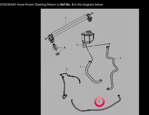 Dodge Mopar 4782363AF Power Steering Return Hose - New - Picture 6 of 7