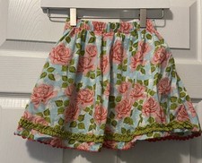 Matilda Jane Apron Skirt Floral Pink Roses Ruffle Hem Girls Size 4 Cute Playful