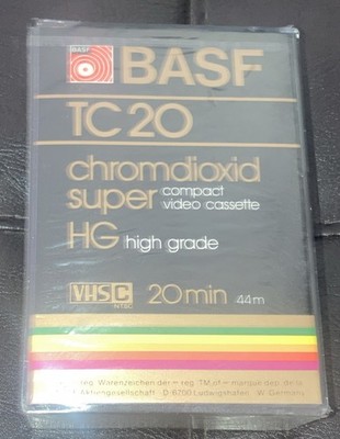 BASF  TC20 CHROMDIOXID SUPER COMPACT VIDEO CASSETTE  TAPE VHSC 20 MIN 44M - New!