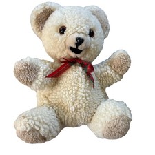 Snuggle Bear Hand Puppet Sherpa Plush Russ Berrie 80s Fabric Softener Vtg Teddy