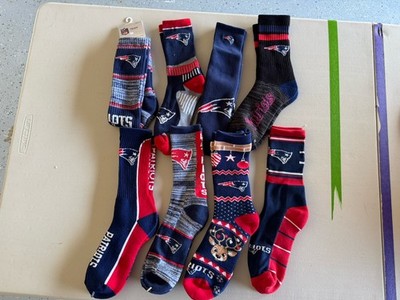 8 PAIR PARTY SET! New England Patriots Adult Socks Free Ship. Please Read L