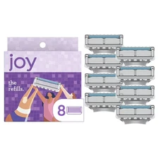 Joy Razor Blades Refill Cartridges for Women, Five Bladed, 8 Ct