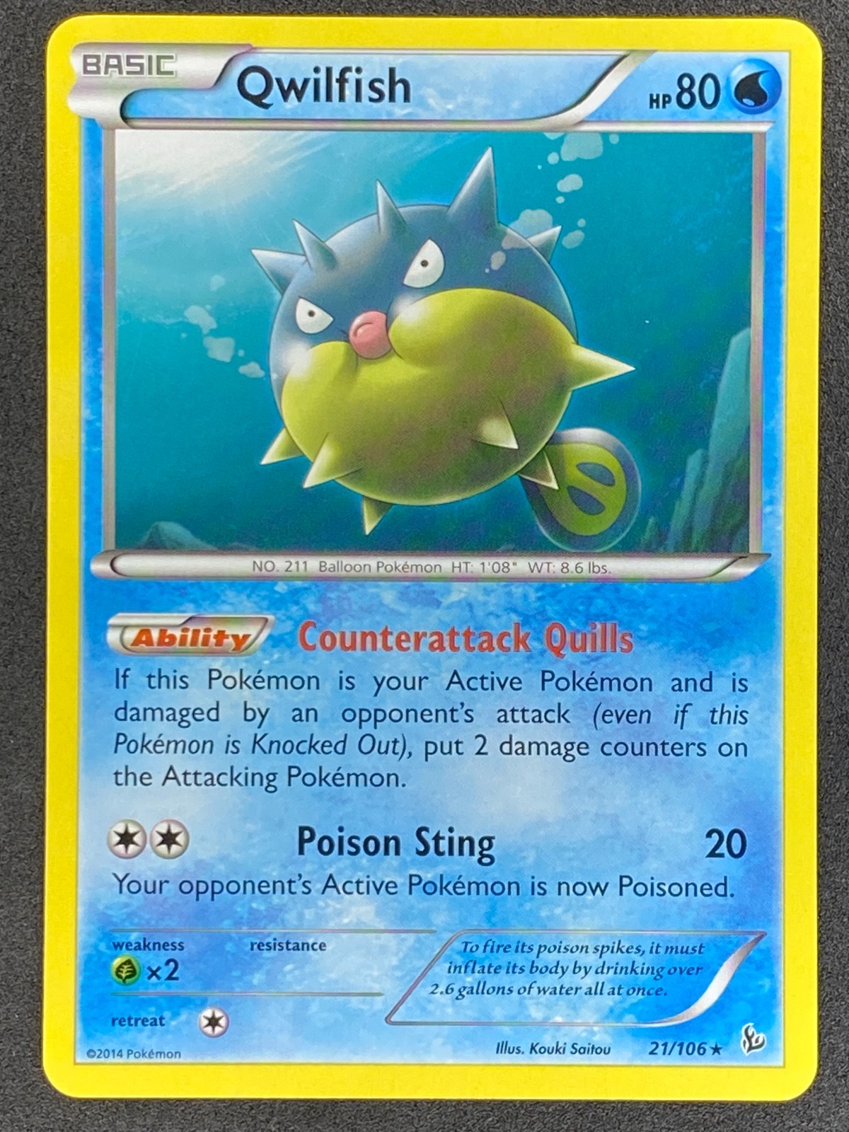 Pokémon Qwilfish 21/106 FLF Flashfire NM